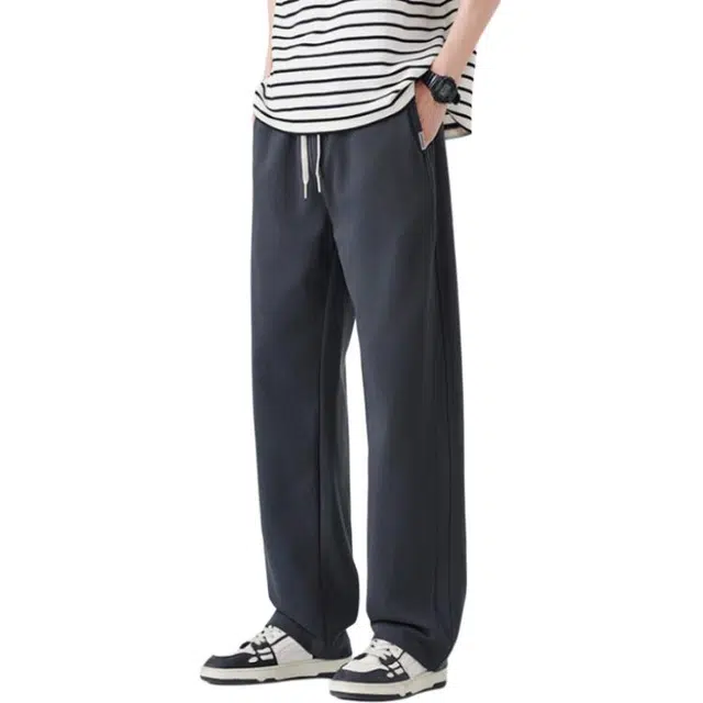 童先森 薄款针织复古宽松纯色休闲裤 男款