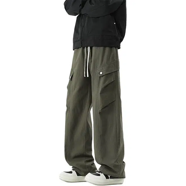 华夏儿女 美式日系融合纯棉工装直筒裤 多口袋垂感好柔软舒适百搭休闲裤 男款