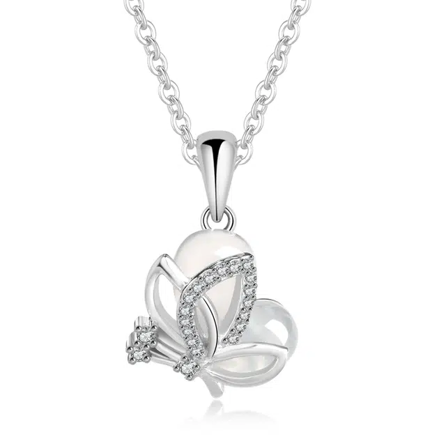 【光彩熠熠】 帝苏行 银蝶影舞 新中式国潮 吉祥如意平安顺遂 简约小众设计 玉髓 项链 女款