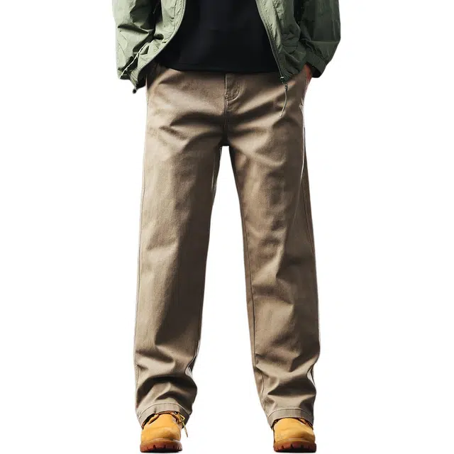 格蓝鹿 潮牌高街淡人随性盐系穿搭透气直筒长裤子美式复古重磅纯棉小众设计感休闲裤 男女同款