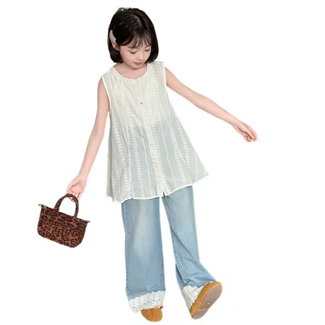 雅鹿休闲运动套装 时尚百搭流行个性 杏色套装 儿童款