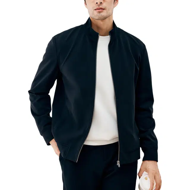 丹宁哲学 细格轻量保暖面料纯色常规长袖立领标准夹克 男款