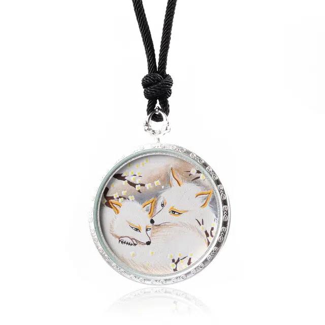 喃呢 招财转运藏式热贡九尾狐仙唐卡平安吉祥好运新中式都市文玩国风 吊坠 合金 项链 男女同款情侣款
