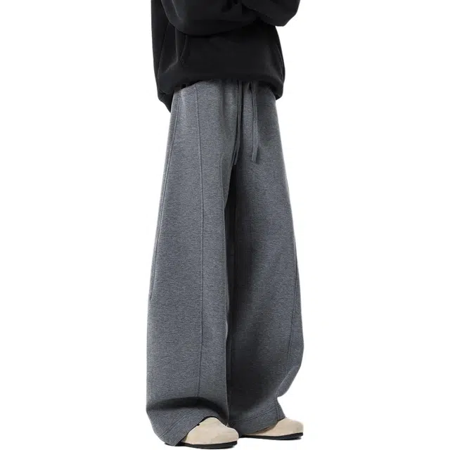 华夏儿女 美式高街纯色垂感宽松版型卫裤休闲裤 男女同款