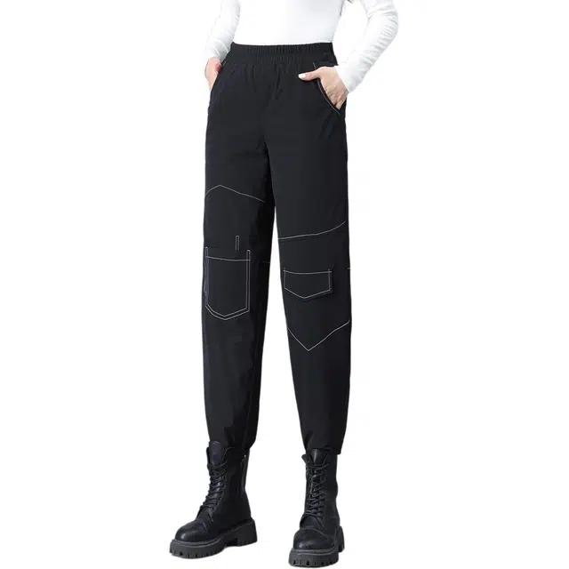 鸭鸭 休闲百搭纯色时尚羽绒裤 女款 黑色