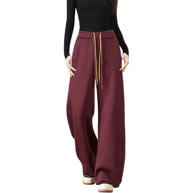 法文箱子 高腰百搭简约加绒休闲裤 女款