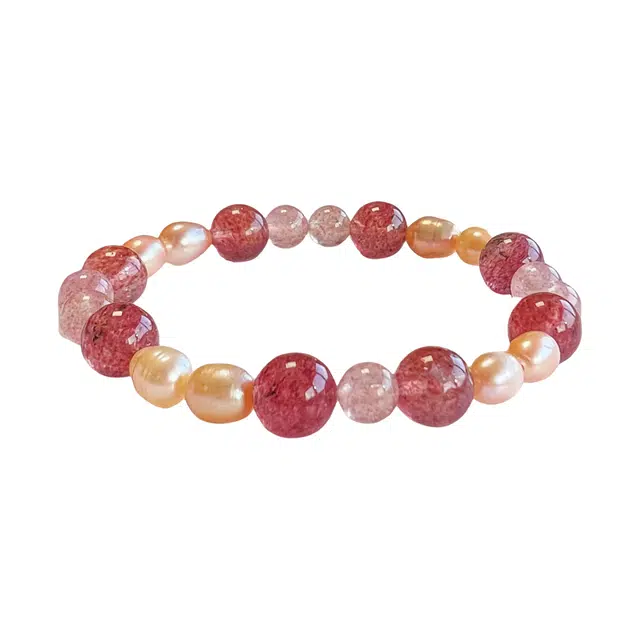 丰运阁 气泡珍珠 温柔与浪漫活泼小清新搭配 提升爱情运势个人魅力 美容养颜舒缓压力 事业顺利增强自信 好运天然 草莓晶 手串 女款