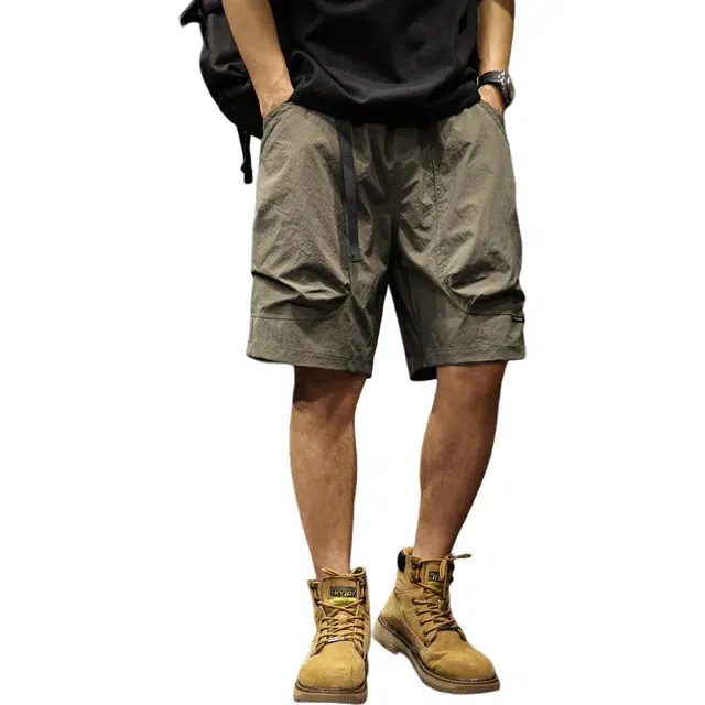 路杰邦 美式山系户外薄款凉感机能宽松休闲运动五分裤工装短裤 男款