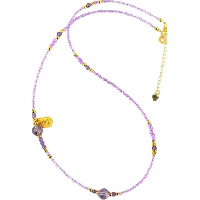 金桂福 紫定发财 新中式国风复古轻奢九紫离火浪漫智慧之石学业进步多圈招财转运叠戴一饰两戴百搭#好运天然 紫水晶 项链 女款