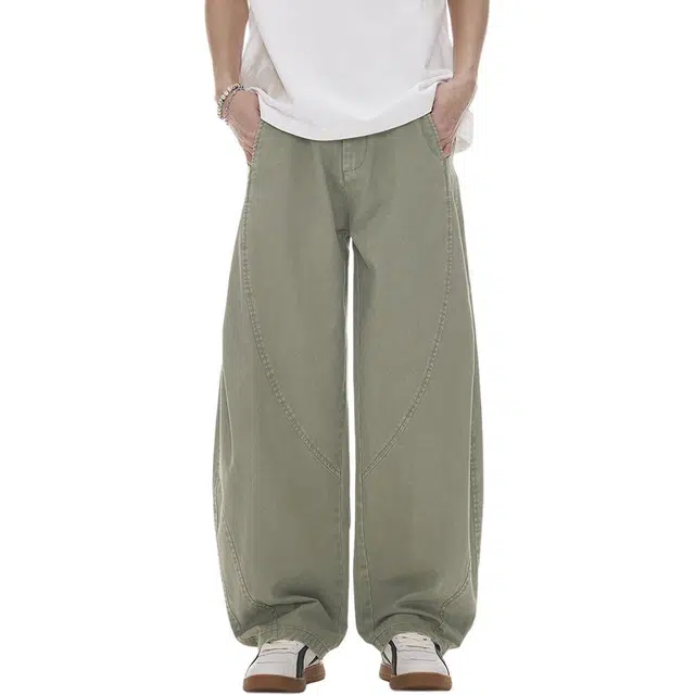 隐狼世家 弯刀工装裤薄款纯色休闲裤中腰长裤牛仔裤 男款