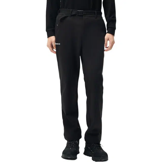 探路者 舒适简约直筒加绒保暖拉链休闲裤 男款 黑色