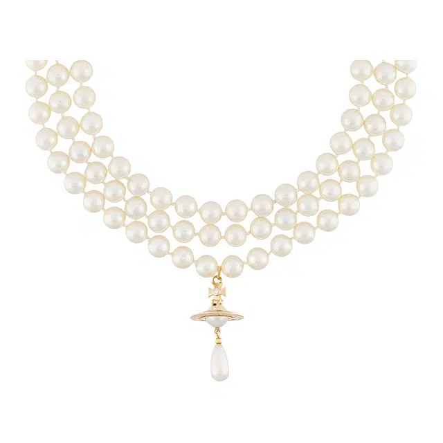 Vivienne Westwood THREE ROW PEARL DROP CHOKER