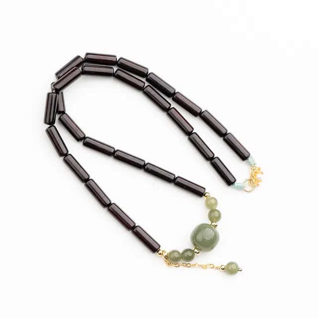 仙源 山青 招财新中式饰品文玩念珠 平安福锁骨链 紫檀属 项链 男女同款情侣款