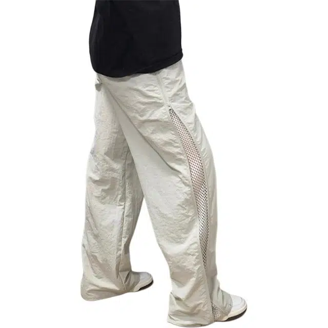 单爵 美式拼接网眼速干薄款休闲裤 男女同款