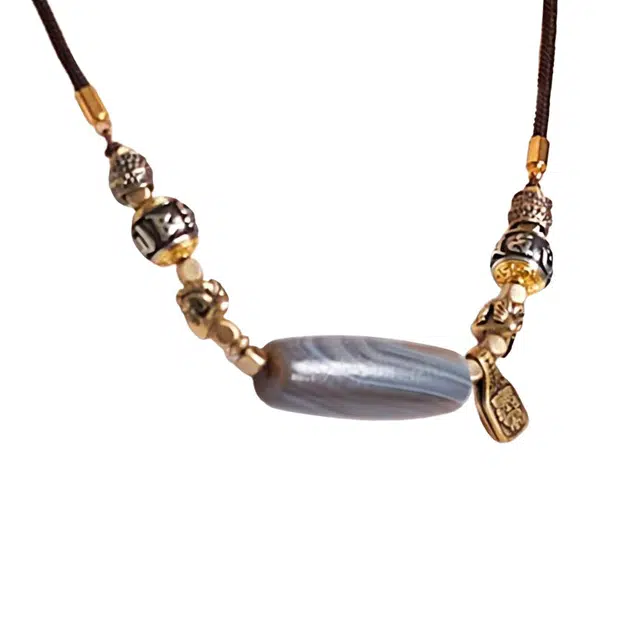 玉临门 国风 藏式文玩天珠缠丝挂绳锁骨民族风首饰 玛瑙 项链 男女同款情侣款 送 男 女 朋友 七 夕礼 物 礼盒包装