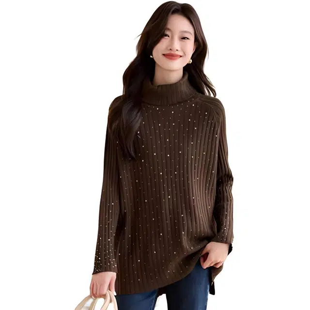 曲韩 插肩宽松长袖毛衣 女款