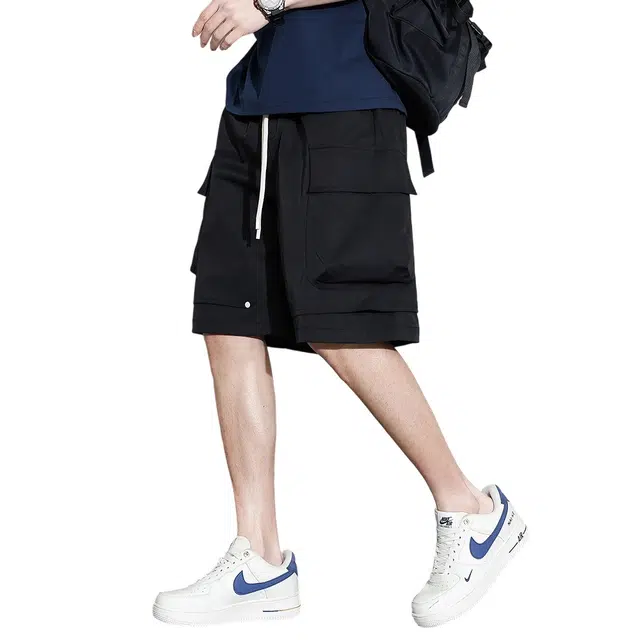 顶峰保罗 无性别主义直筒大口袋透气凉感潮牌痞帅运动速干简约时尚工装宽松百搭薄款休闲短裤 男女同款