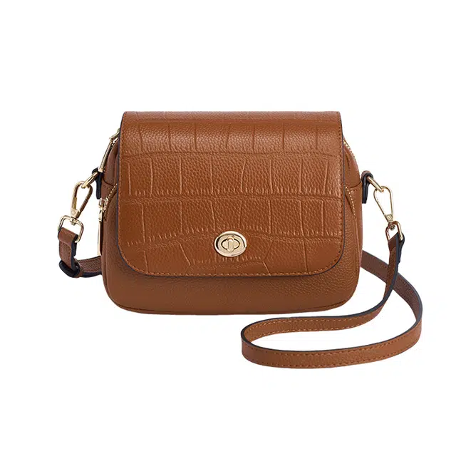 老人头 真皮欧式经典大气简约百搭轻便中年妈妈款母亲通勤实用时尚高颜值 牛皮 女包小包单肩包斜挎包 常规 女款 棕色