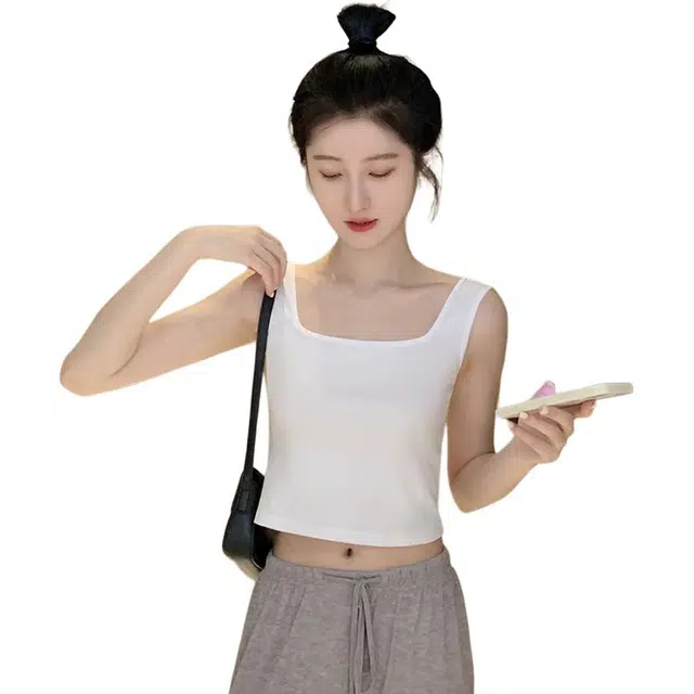 善己 纯色吊带内搭外穿美背网红方领短款背心 女款