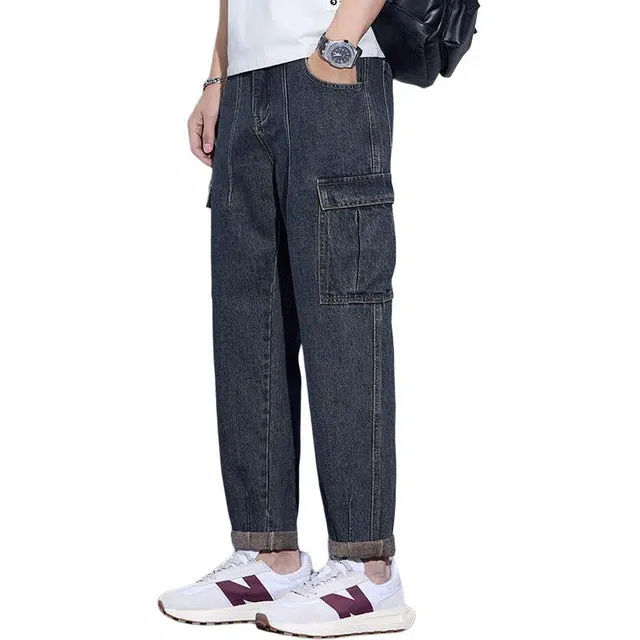 宝米卡 潮流宽松直筒工装休闲百搭牛仔裤 男女同款