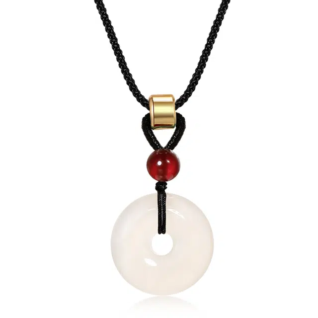 北隐 【高冰高品质】国风气质玉石转运平安扣 新中式文玩国风本命年编绳 玛瑙 项链 男女同款情侣款 礼盒装