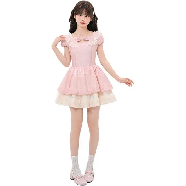 沐晓欣 休闲简约舒适百搭时尚短袖连衣裙 女款