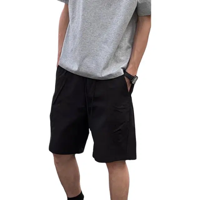 单爵 美式排扣工装夏季薄款多巴胺柠檬黄运动速干休闲短裤 男女同款