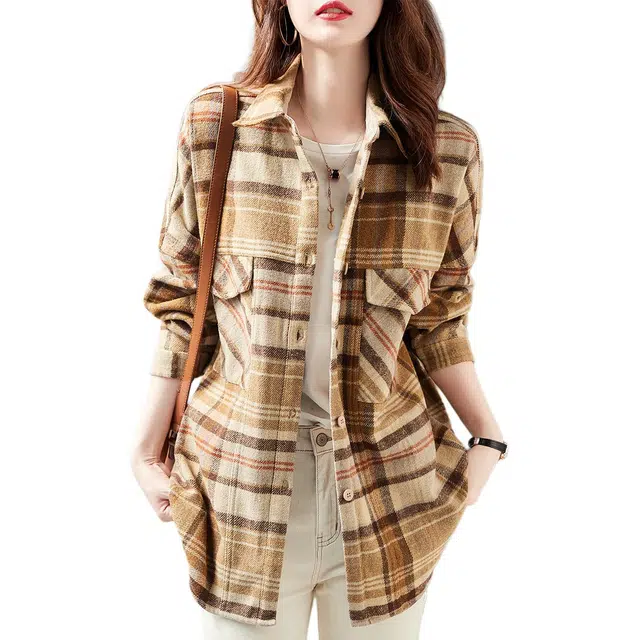 【dme】 舒适休闲简约长袖衬衫 女款 格纹色