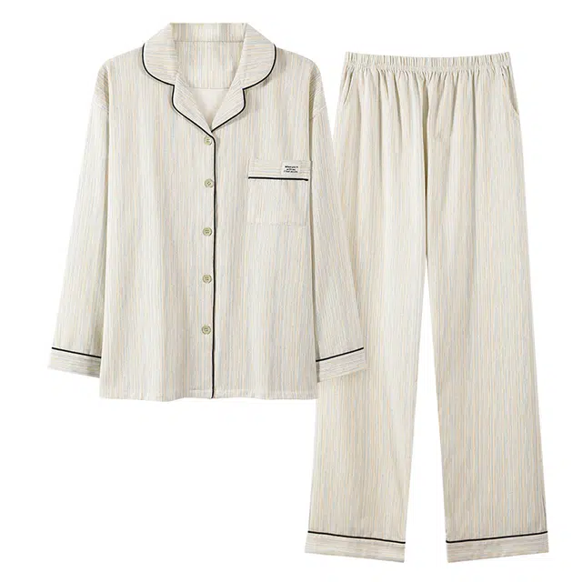 顶瓜瓜 纯棉棉料简约舒适无束缚可外穿家居服睡衣套装 男女同款