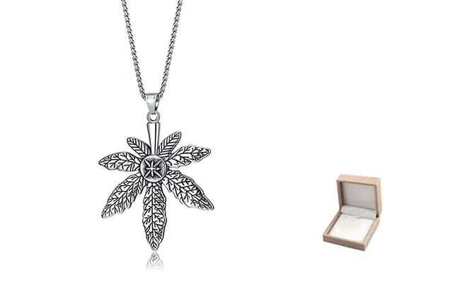 肯默复古大枫叶项链  钛钢嘻哈米字项链 男款 银色 礼盒包装