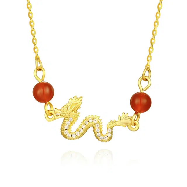 彗时 金龙呈祥 龙年系列 暴富龙锁骨链生肖龙 精致小众 本命年招财新中式 玛瑙 项链 男女同款情侣款