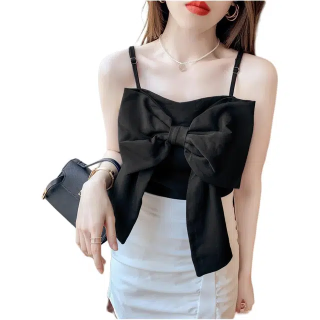 沐晓欣 打底背心修身蝴蝶结设计感内搭吊带 女款