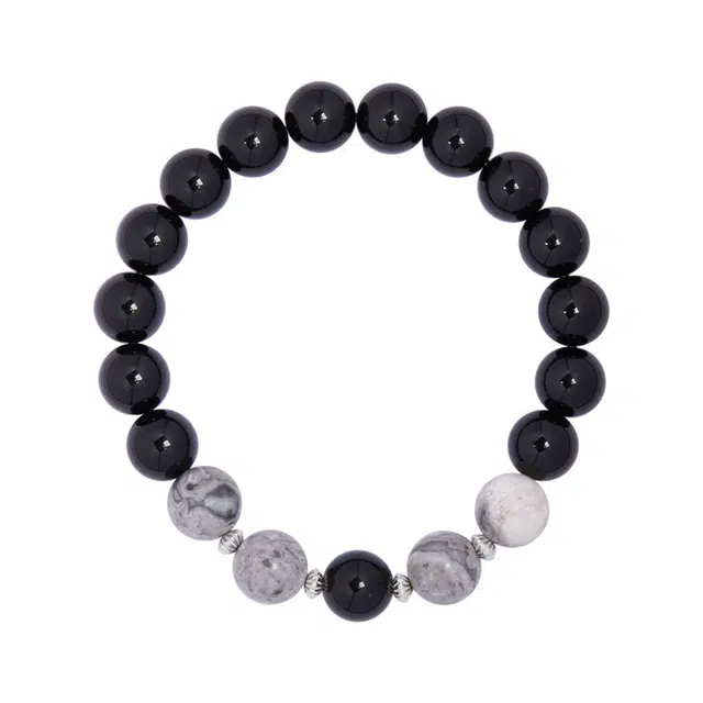 宣华意 新中式复古个性潮流简约大方#好运 黑曜石 手串 男款