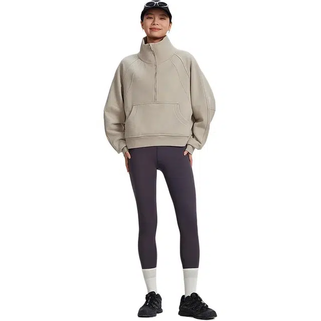 美特斯邦威 纯色半拉链套头卫衣 女款