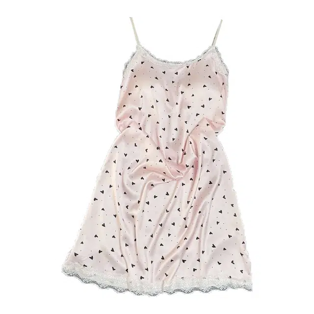 俏韵 圆领夏季吊带冰雪丝纯欲带胸垫甜美爱心可爱薄款家居服可外穿睡裙 女款