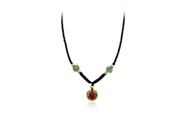 尚银福 转运平安扣 新中式复古民族风国潮时尚简约个性创意白底设计 精致优雅气质轻奢高级 织物 项链 女款