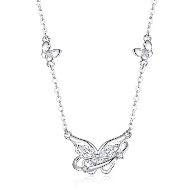 【爆闪】 银千惠 迷蝶如梦 在逃公主宝石镶嵌镂空蝴蝶锁骨链 星环璀璨吸睛甜美森系小清新吊坠  小众通勤百搭送礼女友生日套链 项链 女款