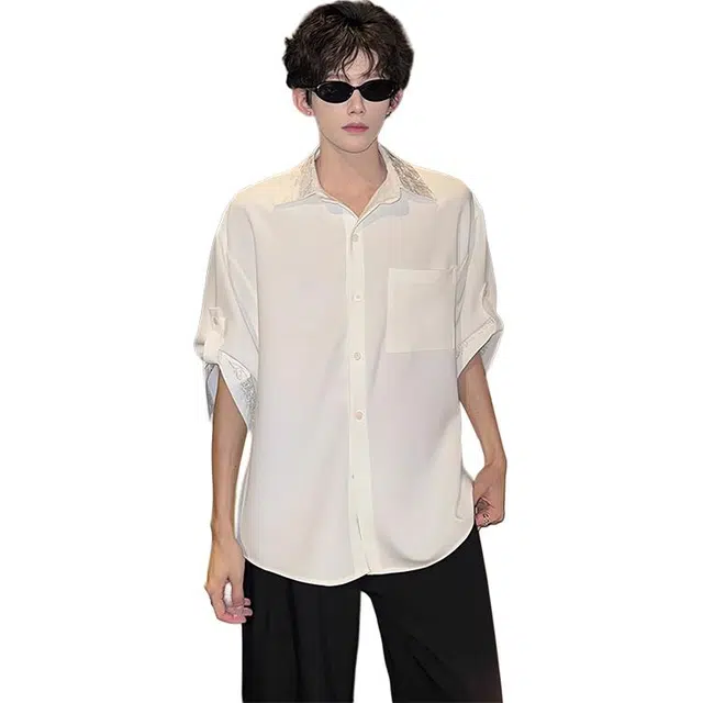 单爵 新中式国风小众刺绣痞帅短袖衬衫 男女同款