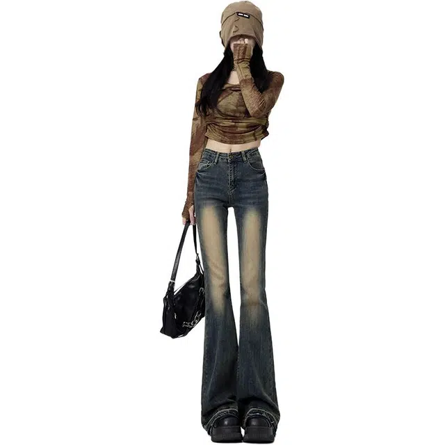 怪力萝莉 简约百搭休闲时尚牛仔裤 女款 复古蓝