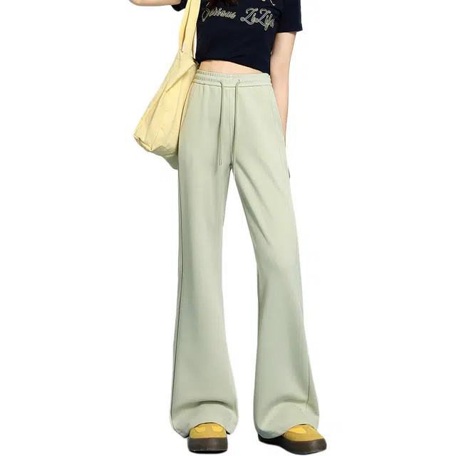 法文箱子 百搭通勤显高纯色修身喇叭裤高腰长裤休闲裤 女款