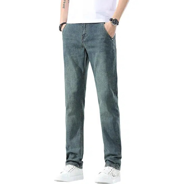 吉肯蒂 高端复古直筒修身夏薄款休闲百搭潮牌长裤牛仔裤 男款