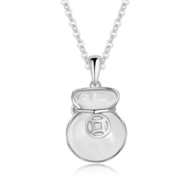 帝苏行 典雅华贵 如意福袋 新中式国潮 吉祥如意 平安顺遂 简约小众设计 玉髓 项链 女款