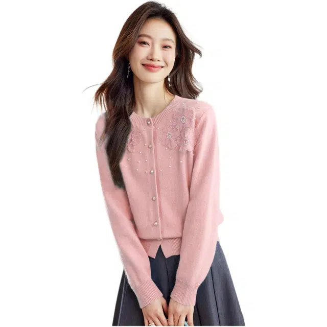 曲韩 圆领简约通勤毛衣 女款