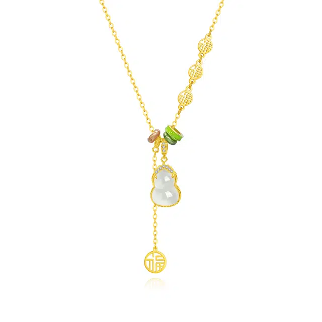 【S925银 福禄双全】 七好美银 福运葫芦新中式国风国潮轻奢招财纳福平安喜乐贵气小众设计简约高级约会通勤显白百搭#好运 玉髓 项链 女款