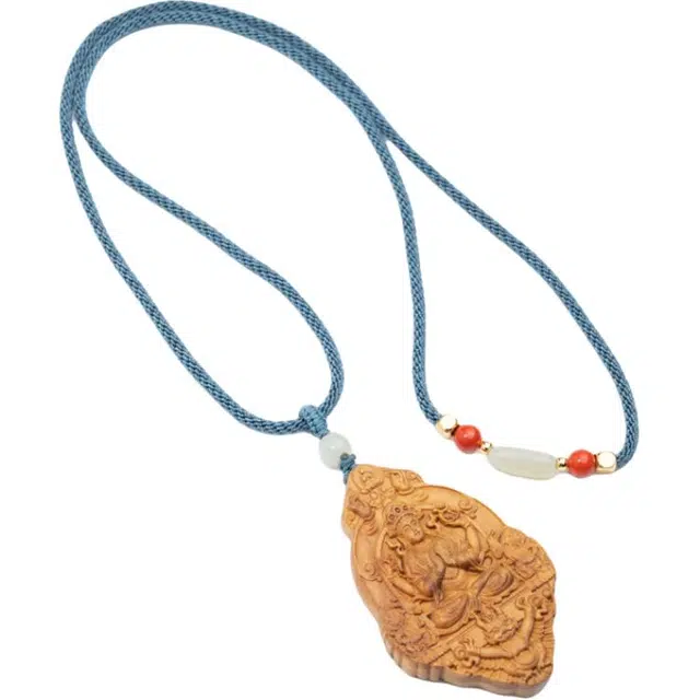 仙源 四臂观音牌 精工雕刻新中式硬绳抽绳可调节诸事顺利八方来财财源滚滚福禄吉祥小众诸事顺利#好运 檀木 木作项链 男女同款情侣款