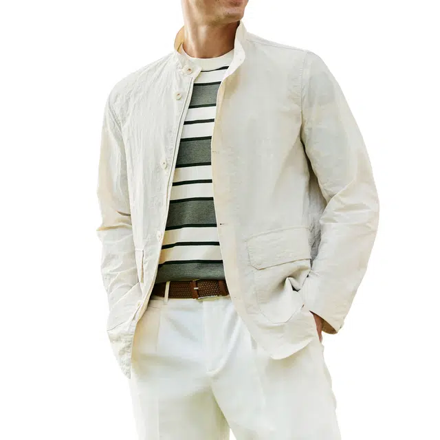 丹宁哲学 微皱肌理易打立领夹克外套 男款