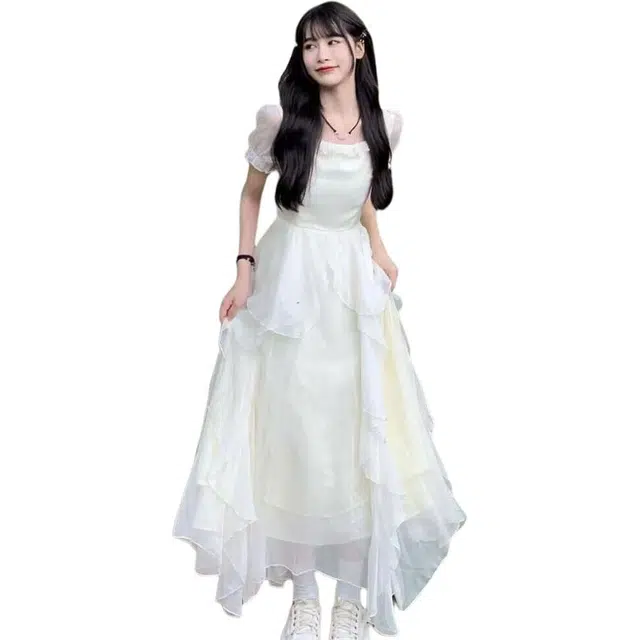 思蓓儿 法式文艺甜美流行百搭舒适短袖连衣裙 女款