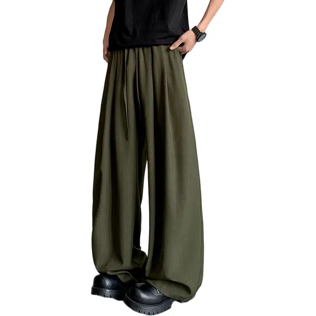 顶峰保罗 无性别主义山本裤薄款凉感亲肤透气宽松垂感慵懒阔腿裤拖地小众设计感休闲裤 男女同款