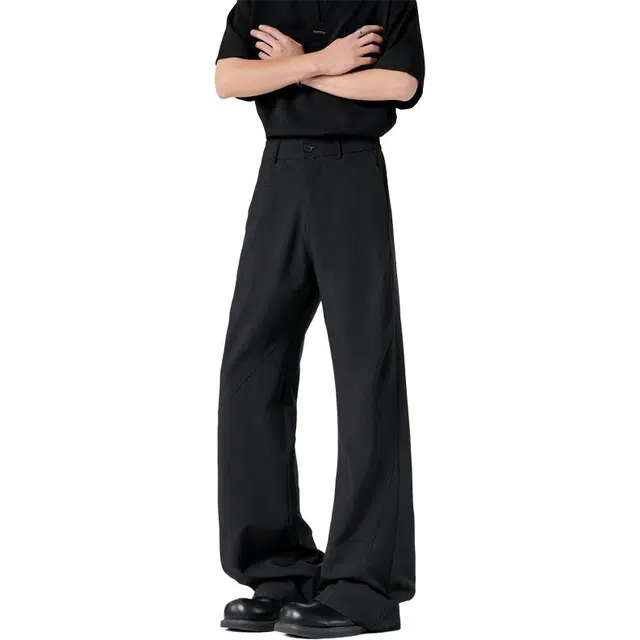 顶峰保罗 凉感透气舒适垂感西装直筒长裤美式高级感痞帅宽松简约百搭薄款显瘦阔腿休闲裤 男女同款