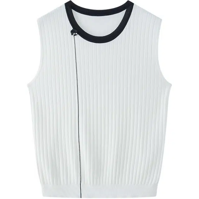 曲韩 纯色圆领无袖背心 女款